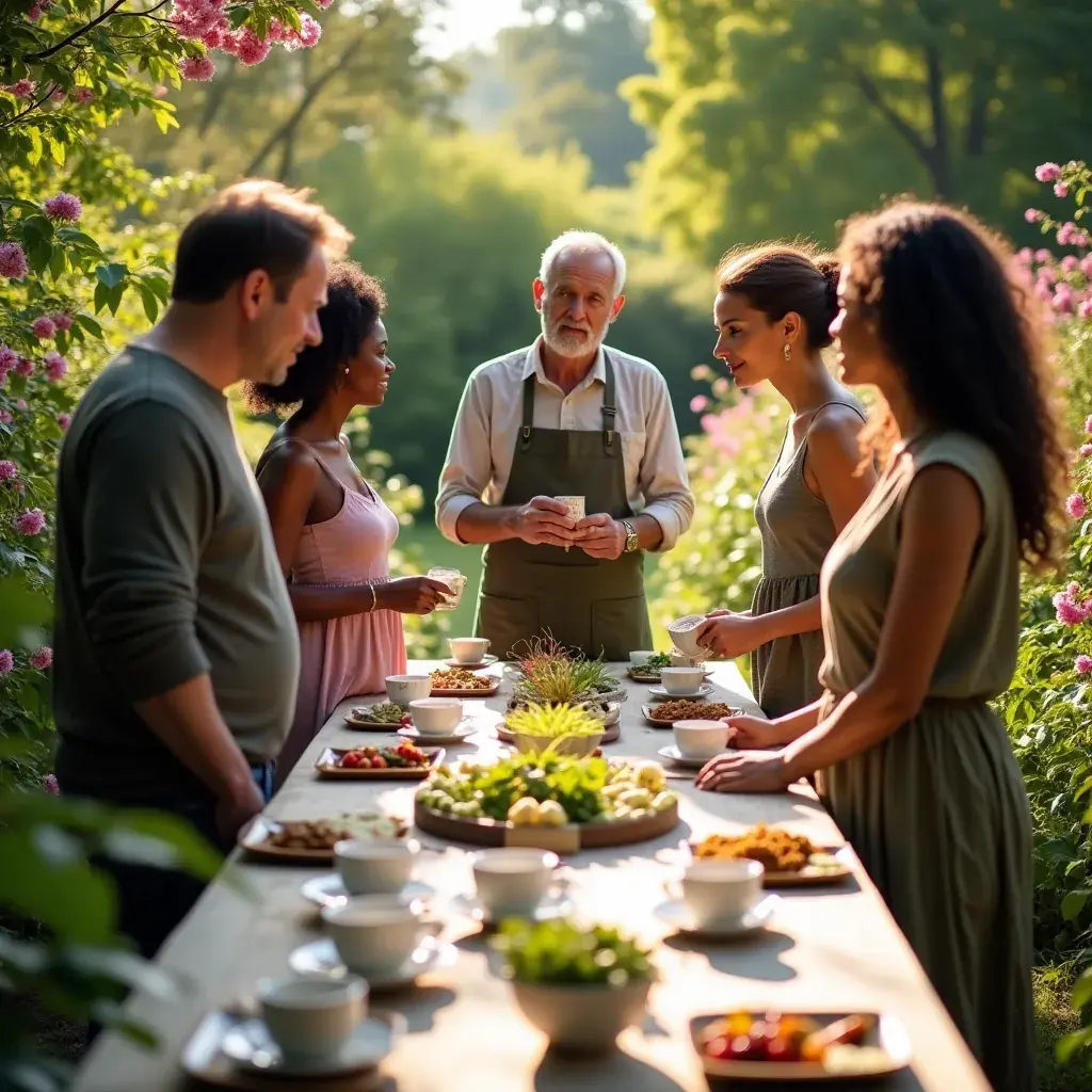 Illustration d'un cœur formé par des feuilles de thé pour le bien-être