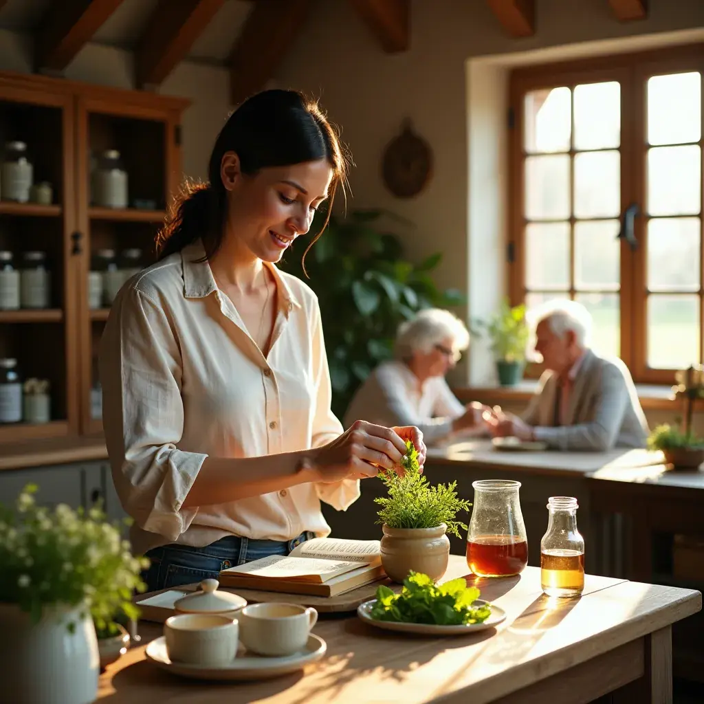 Thé à base de plantes sur une nappe à carreaux typiquement belge
